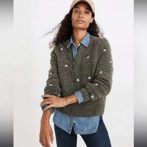 Madewell Embroidered Enfeld Half-zip Sweater